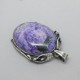 Charoite  and Sterling Silver Arts and Crafts Style Pendant