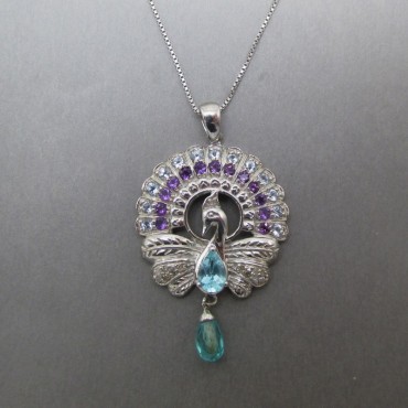 Peacock gemstone pendant