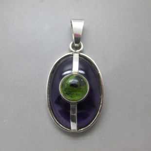 Vintage Large Amethyst and Sterling Silver Pendant