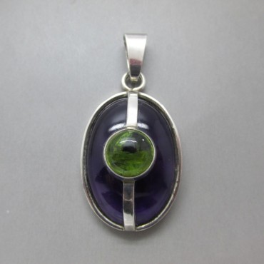 Large Amethyst and Sterling Silver Pendant  UK