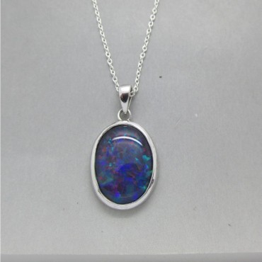 Fire Opal and Sterling Silver Pendant