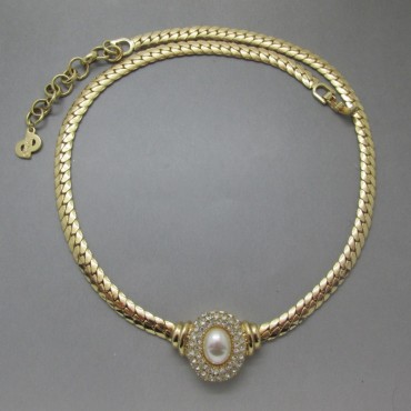 Dior Pearl and Diamante Crystal Necklace