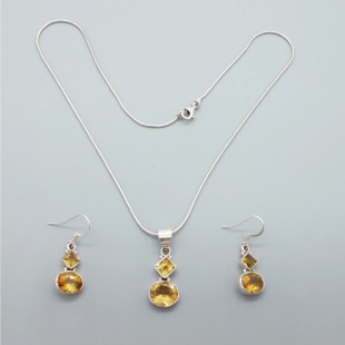 Citrine and Silver Necklace and Earrings Set
