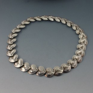 Hans Jensen, Denmark, 830 Silver Leaves Necklace