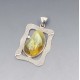 Large Amber and Sterling Silver Rectangle Pendant