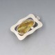 Large Amber and Sterling Silver Rectangle Pendant