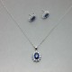 9 Carat White Gold Simulated Sapphire Necklace and Earrings Set