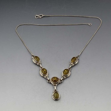 Baltic Amber and Sterling Silver Necklace