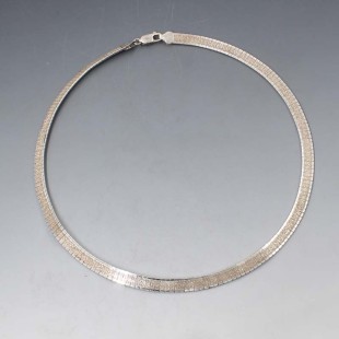 Italian Flat Smooth Silver Collar Necklace