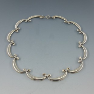 Art Deco  Sterling Silver Arcs Link Necklace