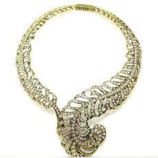 Oscar De La Renta Crystal Feathers Runway Necklace