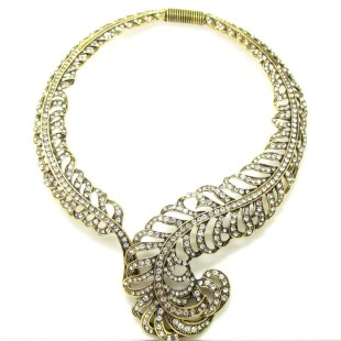 Oscar De La Renta Crystal Feathers Runway Necklace