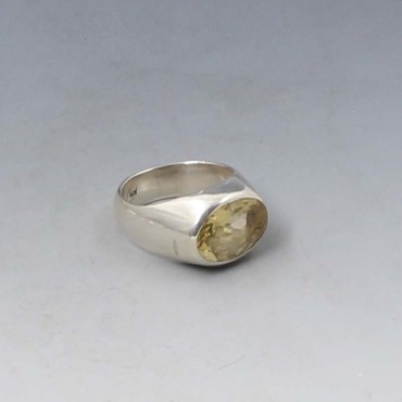 Chunky Citrine and Silver Ring