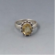 Oval Citrine and Sterling Silver Ring