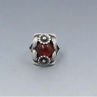 NE FROM Decorative Amber  Silver Ring