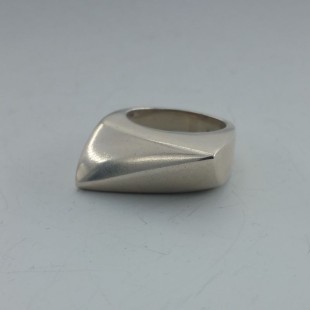 Chunky Angular Modernist  Silver Ring Size N