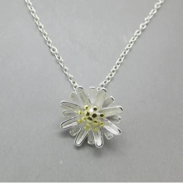 Sterling Silver Modernist Flower Pendant UK
