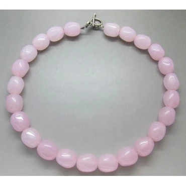Round Rose Quartz Bead Necklace