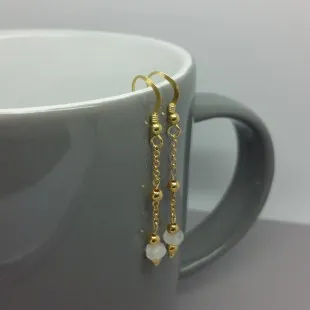 Delicate Moonstone and Gold Chain Drop Earrings Uk