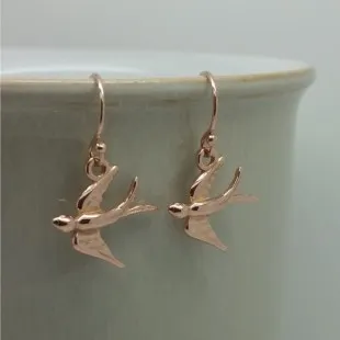 Rose Gold Vermeil Swallow Earrings