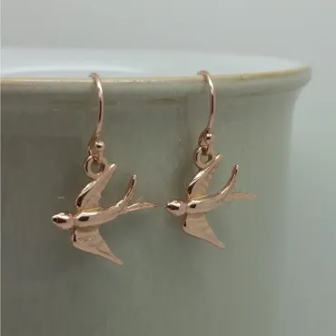 Rose Gold Vermeil Swallow Earrings