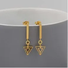 Gold Vermeil Triangle Short Chain Drop Earrings