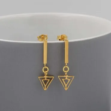 Gold Vermeil Triangle Short Chain Drop Earrings