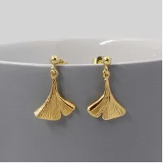 Gold Art Deco Fan Earrings