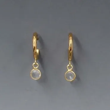 Gold Hoop Clear Quartz Earrings