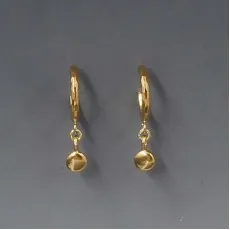 Gold Hoop Disc Drop Earrings