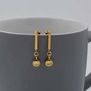 Gold Vermeil  Bar and Disc Drop Earrings