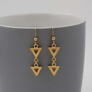 Gold Mini Triangles Art Deco Style Earrings