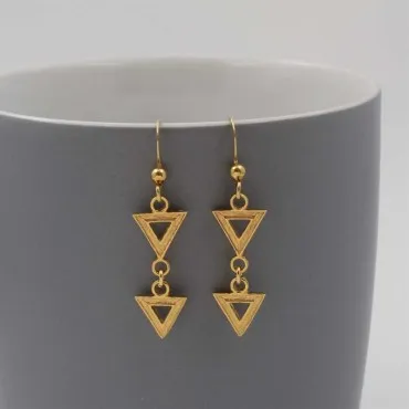 Gold Mini Triangles Art Deco Style Earrings