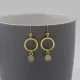 Rainbow Moonstone and Gold Circle Earrings