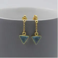 Aquamarine Quartz and Gold Drop Earrings