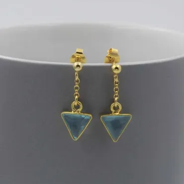 Aquamarine Quartz and Gold Drop Earrings