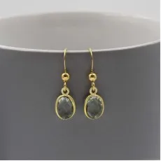 Green Amethyst & Gold  Drop Earrings