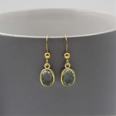 Green Amethyst & Gold  Drop Earrings