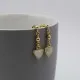 Rainbow Moonstone Triangles Gold Drop Earrings