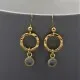 Gold Circle Drop Earrings with Clear Quartz