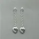 Delicate Silver Heart Chain Drop Earrings UK