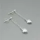 Delicate Silver Heart Chain Drop Earrings UK