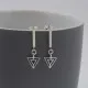 Art Deco Silver Triangle Short Chain Drop Earrings