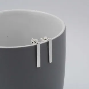 Simple and Elegant Sterling Silver Bar Drop Earrings