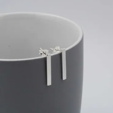 Simple and Elegant Sterling Silver Bar Drop Earrings