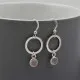 Silver Open Circle Earrings with Rose Quartz Drops