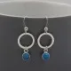 Silver Open Circle Earrings with Turquoise  Drops