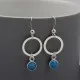 Silver Circle Earrings with Turquoise Drops