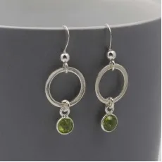 Peridot and Sterling Silver Circle Earrings