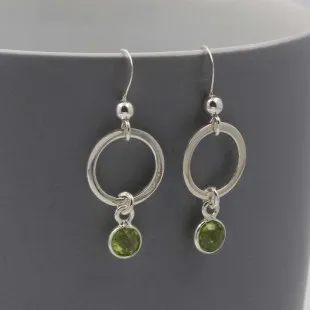 Peridot and Sterling Silver Circle Earrings